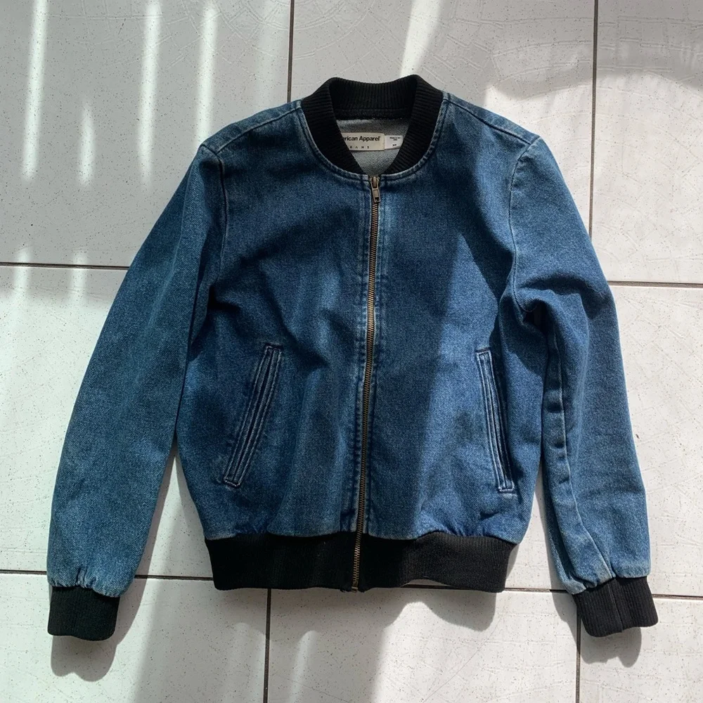 American Apparel Blue Bomber Jacket - Picture 1 of 2